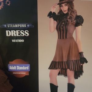 STEAMPUNK COSTUME ADULT STANDARD (S/M)  comes with Hat w/goggles and and Choker